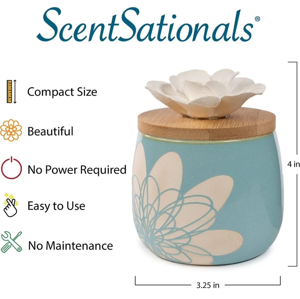 Scentsationals Ceramic Flower Diffuser and fragrance Oil Diffuser bundle NWT
